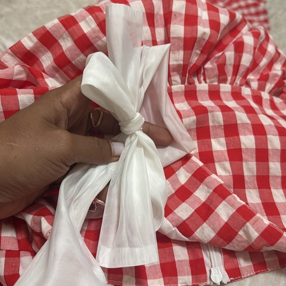 SISTER JANE Love Note Gingham Midi Dress In Red And White size XS - Picture 8 of 13